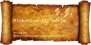 Vinkovics Jónás névjegykártya