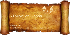 Vinkovics Jónás névjegykártya